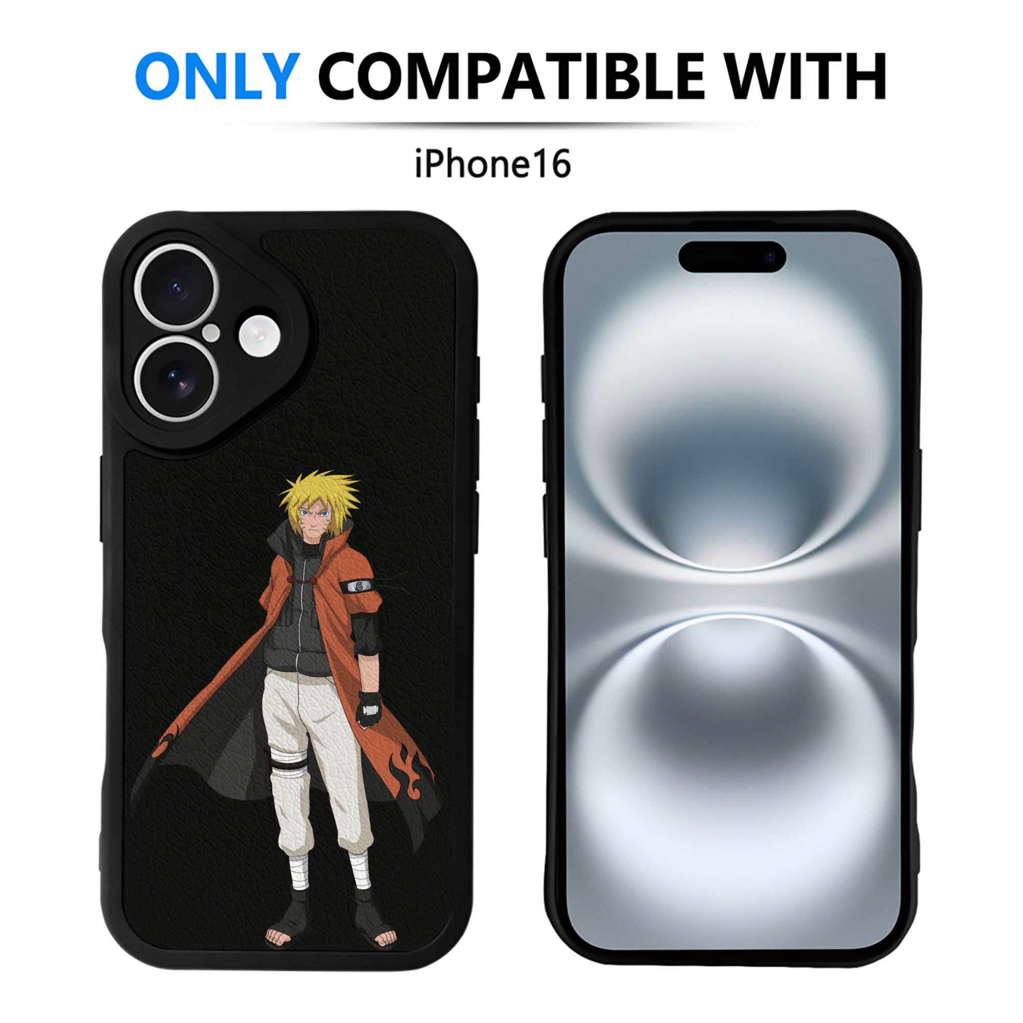 （画像用） NARUTO -ナルト- うずまき ナルト Uzumaki Naruto 【iPhone 16シリーズ対応】シリコンスマホケース（レザー調） 材質：シリコン